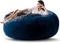 Vista 9 de Puf de 3 pies, puf con relleno, espuma viscoelástica altamente resistente, puf redondo de felpa, mueble para sala moderna, silla de lectura de ocio