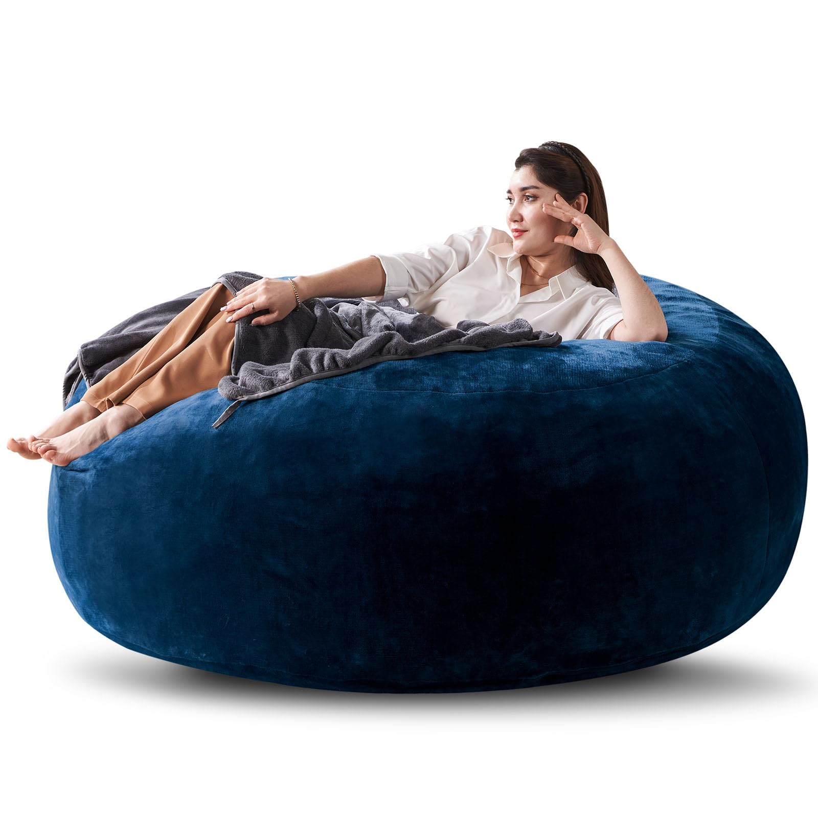 6FT Large Bean Bag Chairs Bean Bag Chair with Filler Memory Foam Bean Bag Chair Super Comfy Plush Bean Bag, Adult Living Room, Giant Bean Bag,