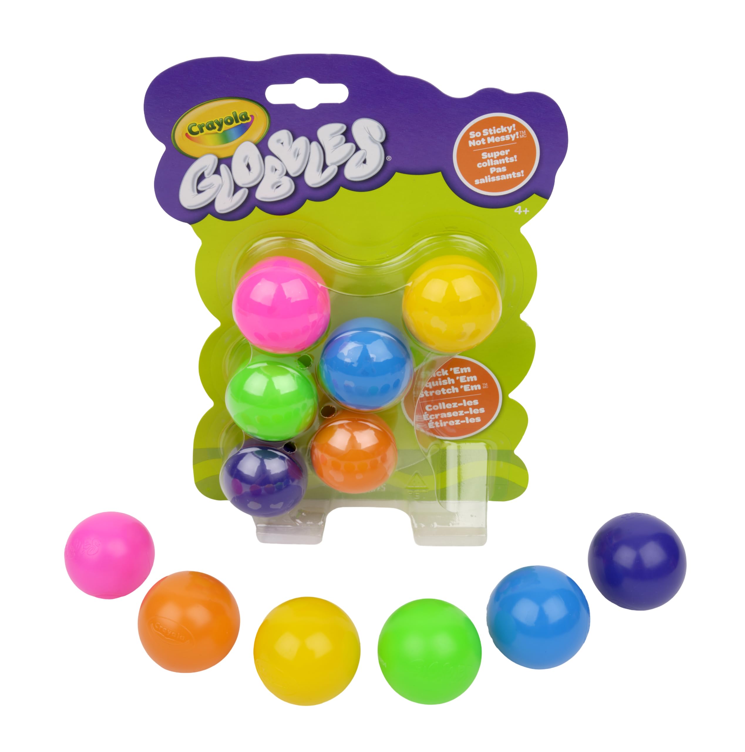 Crayola Globbles Fidget Toy (6ct), Sticky Stress Ball for Adults & Kids, Squishy Balls, Calming Sensory Gifts for Stress Relief