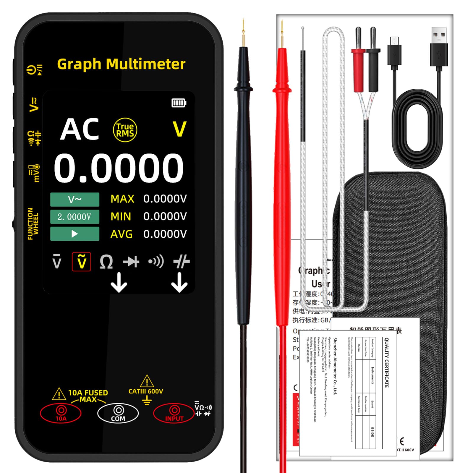 Buxuaaaa Graphing Multimeter With Large Screen Display Data And Auto Power Off For Electrical Measurement Handheld Oscilloscope Multimeter