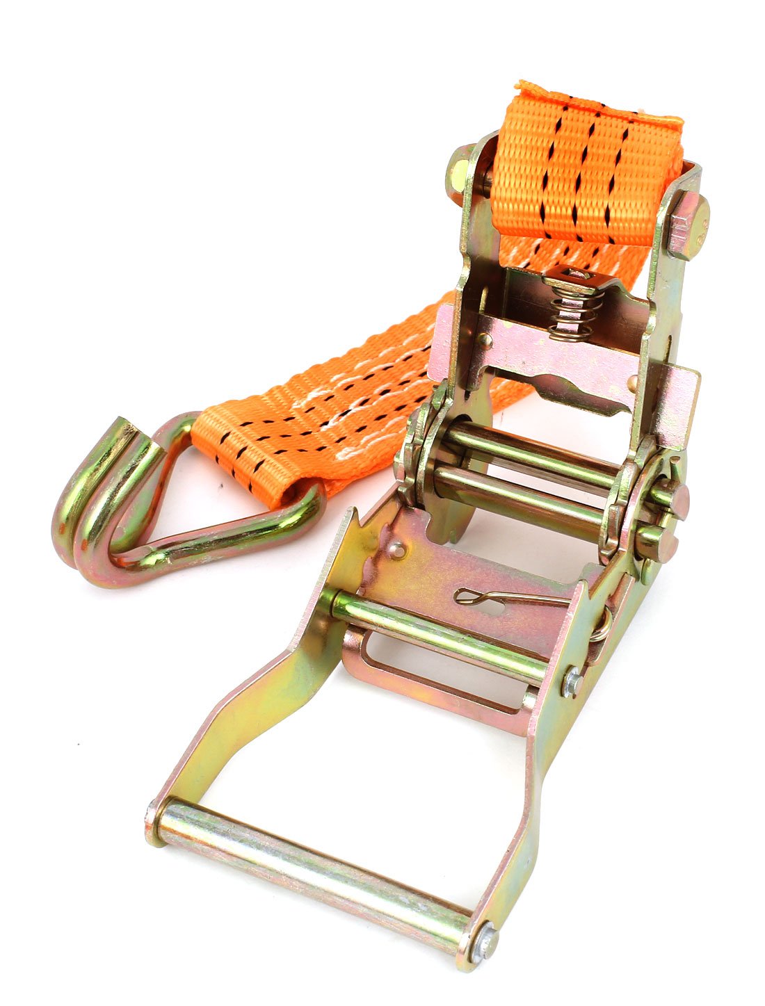 Aexit Luggage Cargo Rigging Binding Metal J Hooks Ratchet Tie Down Strap 3.5M Turnbuckles 11ft Orange