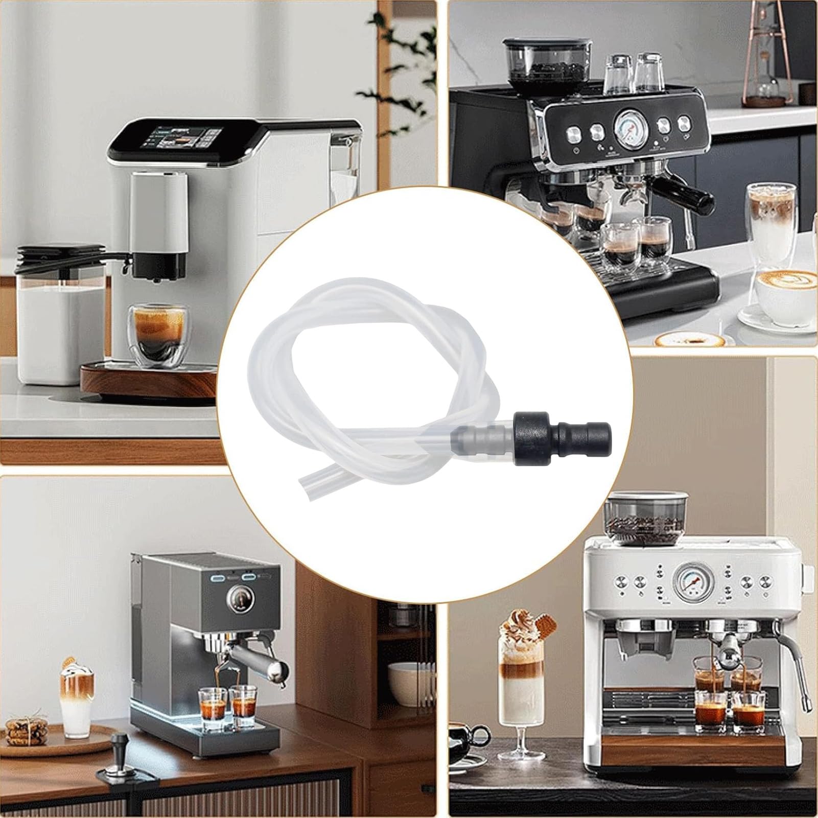 Tubo de leche para café – Kit de 6 piezas de tubos espumadores para máquina de café y 3 conectores, máquinas electrodomésticos cocina para casa, oficina, bar – para casa, hotel, bar, cafetería