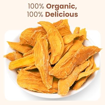 Wellsley Farms Organic Dried Mango - Vegan Friendly & Low Sodium Dried Fruit - No Added Sugar, Preservatives & Artificial Flavors - Perfect Dried Mango for Home, Office & Travel, 20oz Resealable Pack