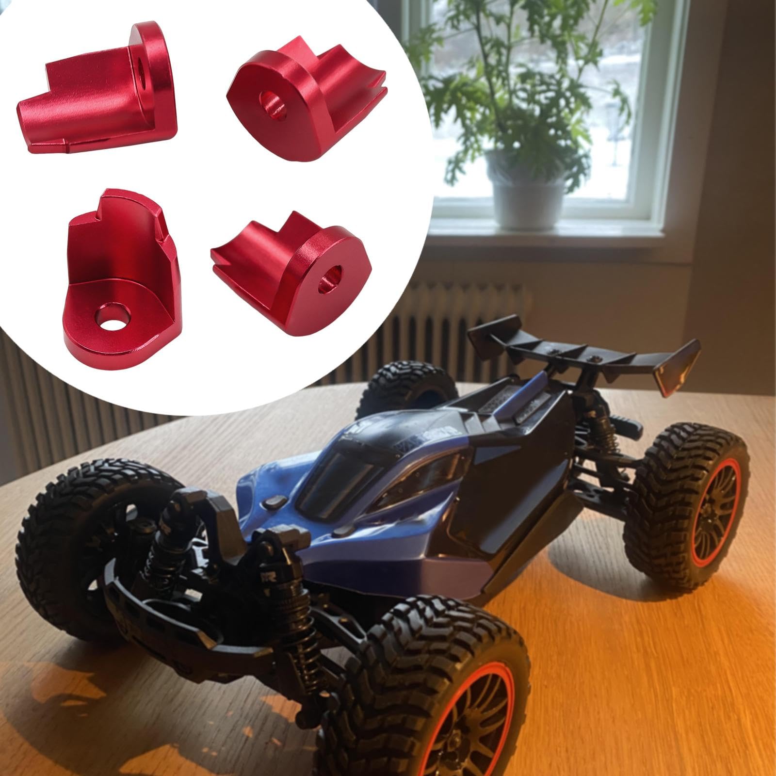 Menolana 4X Shock Absorber Cap Protector Accessories Replace Parts Replacement Anti Collision for 1/14 1/18 RC Car Simple Assembly, Red