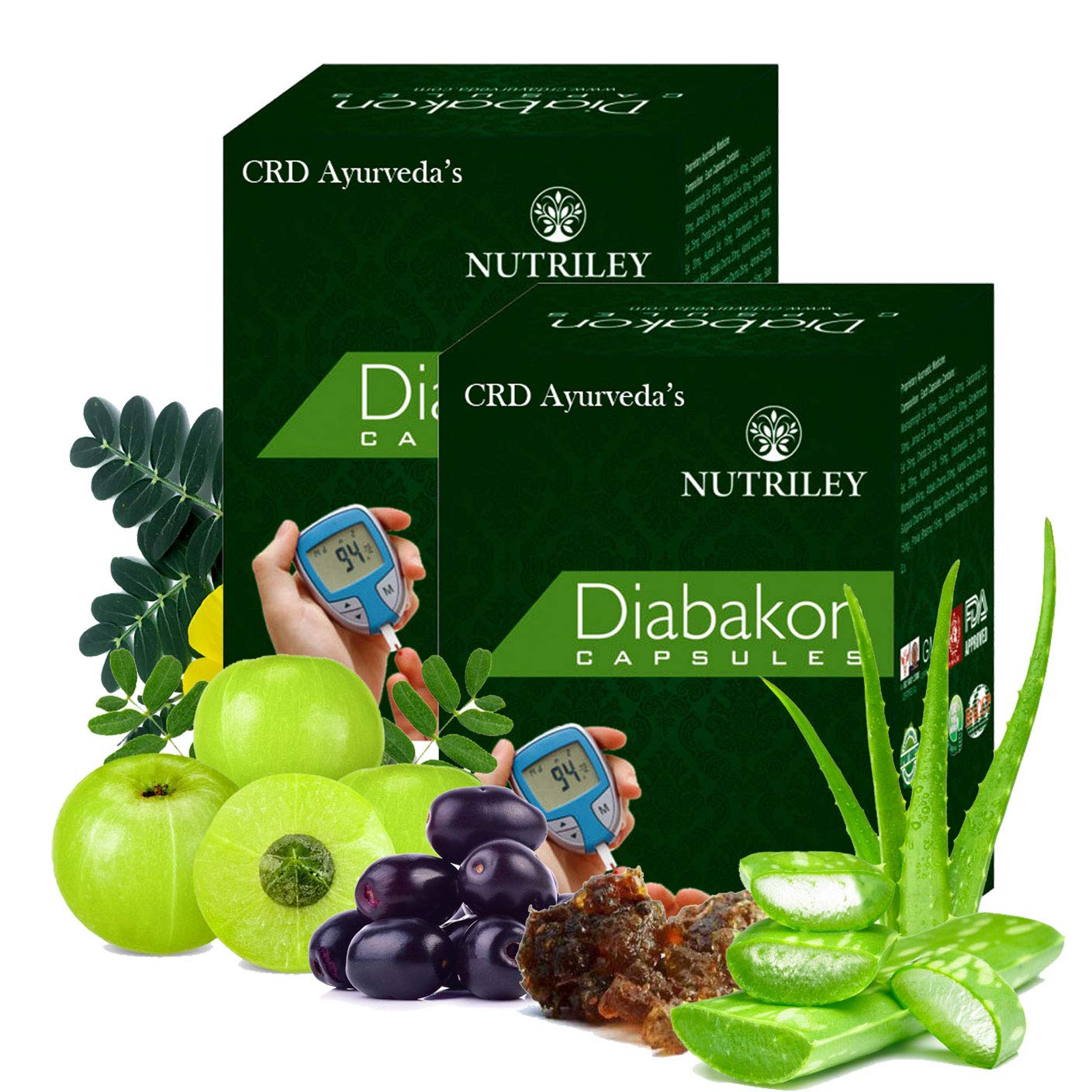 CRD Ayurveda Pack Of 2 x 60 Ayurvedic Diabetes Capsules | Natural Diabetes medicine Capsules For Both Men And Women