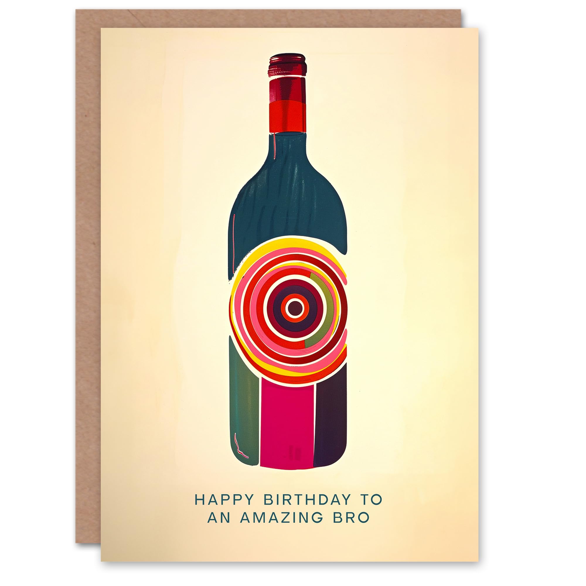 Artery8 Happy Birthday Card to an Amazing Bro Brother Red White Wine Lover Art Bottle