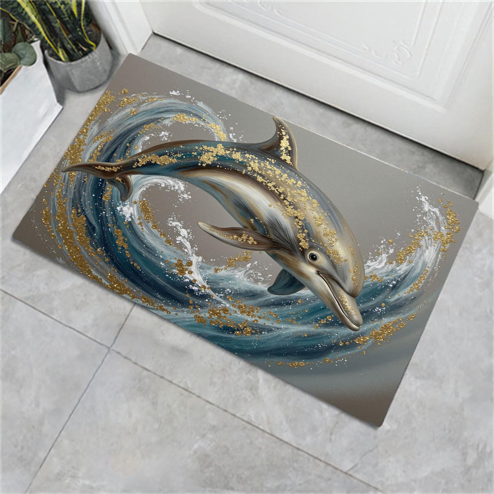 Tapis dauphin marine 60x90cm pour une salle de bain accueillante et sécurisée
