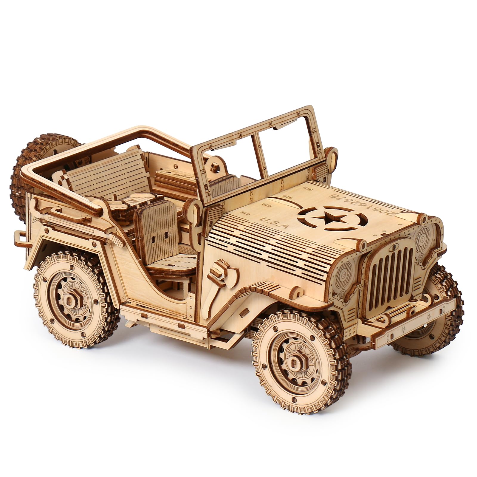 3D Holzpuzzle für Erwachsene, Geländewagen Modellbausatz, Holzbausatz, Mechanisches Bauset Spielzeug, Heimdekoration, Weihnachts und Geburtstagsgeschenk für Frauen und Männer, 428 Teile