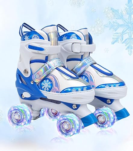 Kids Roller Skates for Girls,Boys,Toddlers,Beginners,Patines para Niñas,HAPHOM 4 Size Adjustable Light Up Roller Skates Girls Ages 5-8,6-12