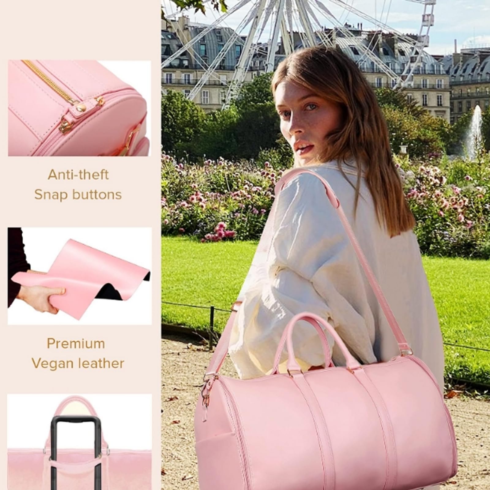 Sac De Voyage Femme,Sac A Dos De Voyage Femme,Tote Bag Femme,Sac Voyage Pliable,Sac De Voyage Femme Cabine Avion,Sac De Voyage Convertible Femme,Sacs À Vêtements Imperméables PU pour Le Voyage