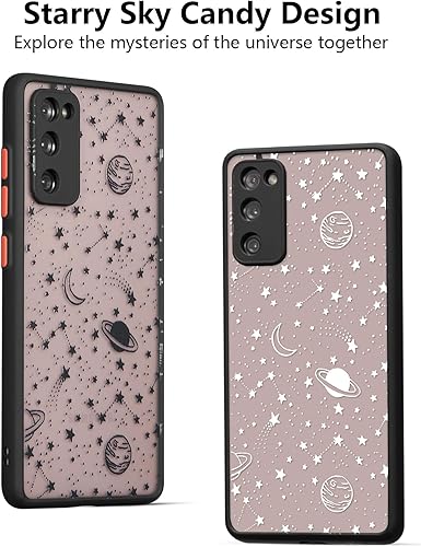 Miniatura 6 de ZTOFERA Compatible con Samsung Galaxy S20 FE 5G, diseño de estrella planeta cielo translúcido esmerilado duro carcasa trasera de policarbonato de