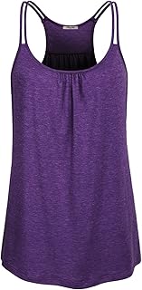 Hibelle Womens Tank Tops, Ladies Sleeveless Tunic Flowy Shirts Round Neck Loose Fit Racerback Long Tanks Yoga Athletic Gym Workout Activewear Cotton Knit Cami Purple Medium US 10