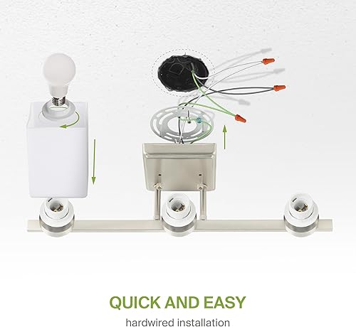 Miniatura 7 de ASD Accesorio de iluminación de tocador de montaje en pared de 3 luces  Enchufe E26 de 60 W de 120 V  Compatible con bombillas LED,