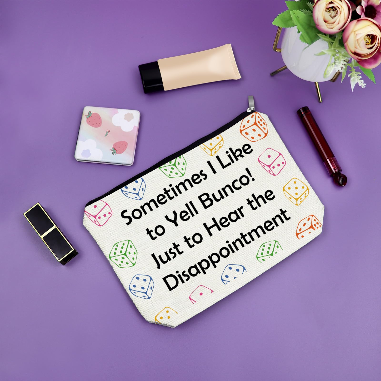 Regali per gli amanti del gioco d'azzardo Divertente Bunco Regalo Borsa per il trucco Regalo per Sua Sorella Migliore Amica Club Amico Giocatore Bunco Amanti del Gioco Regalo Fortunato Regalo di