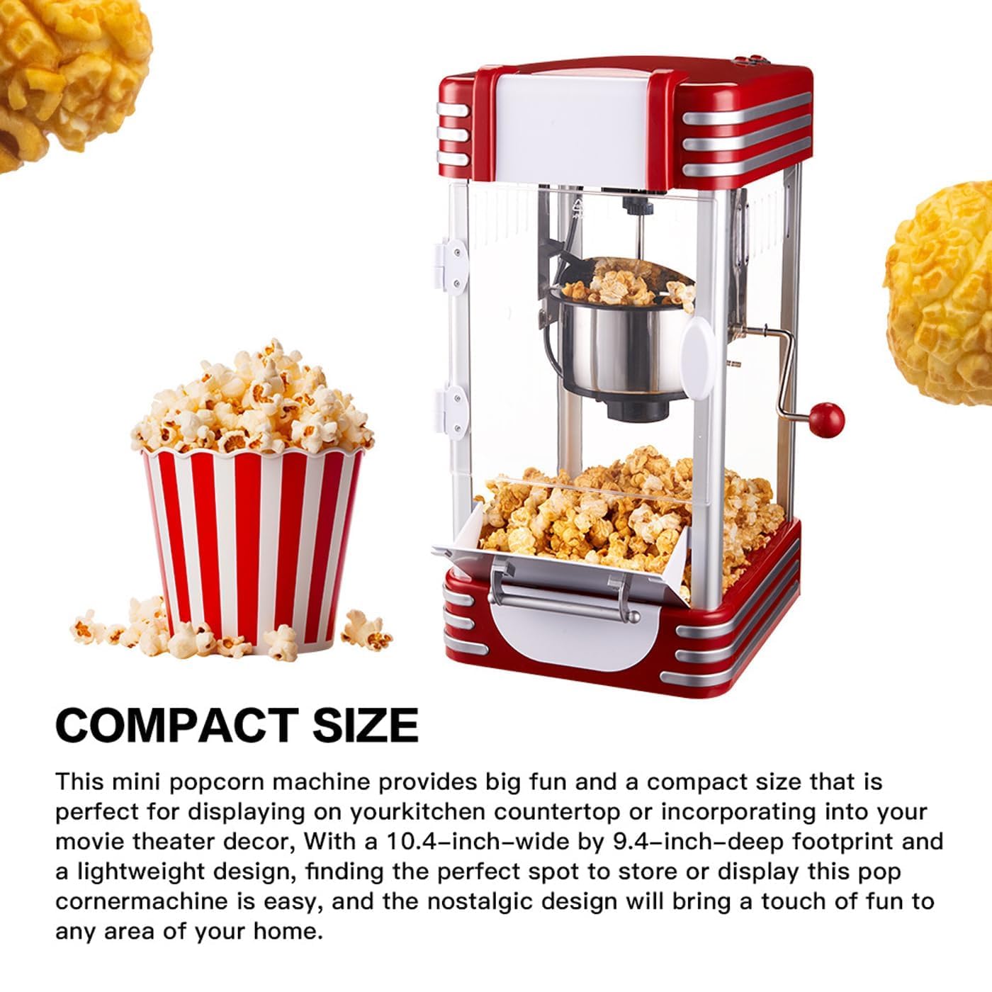 Home Essentials, Macchina per Popcorn elettrica da 3,7 l | Macchina per Popcorn ad Aria Calda Senza Olio con Ciotola Rimovibile | Controllo a 2 pulsan