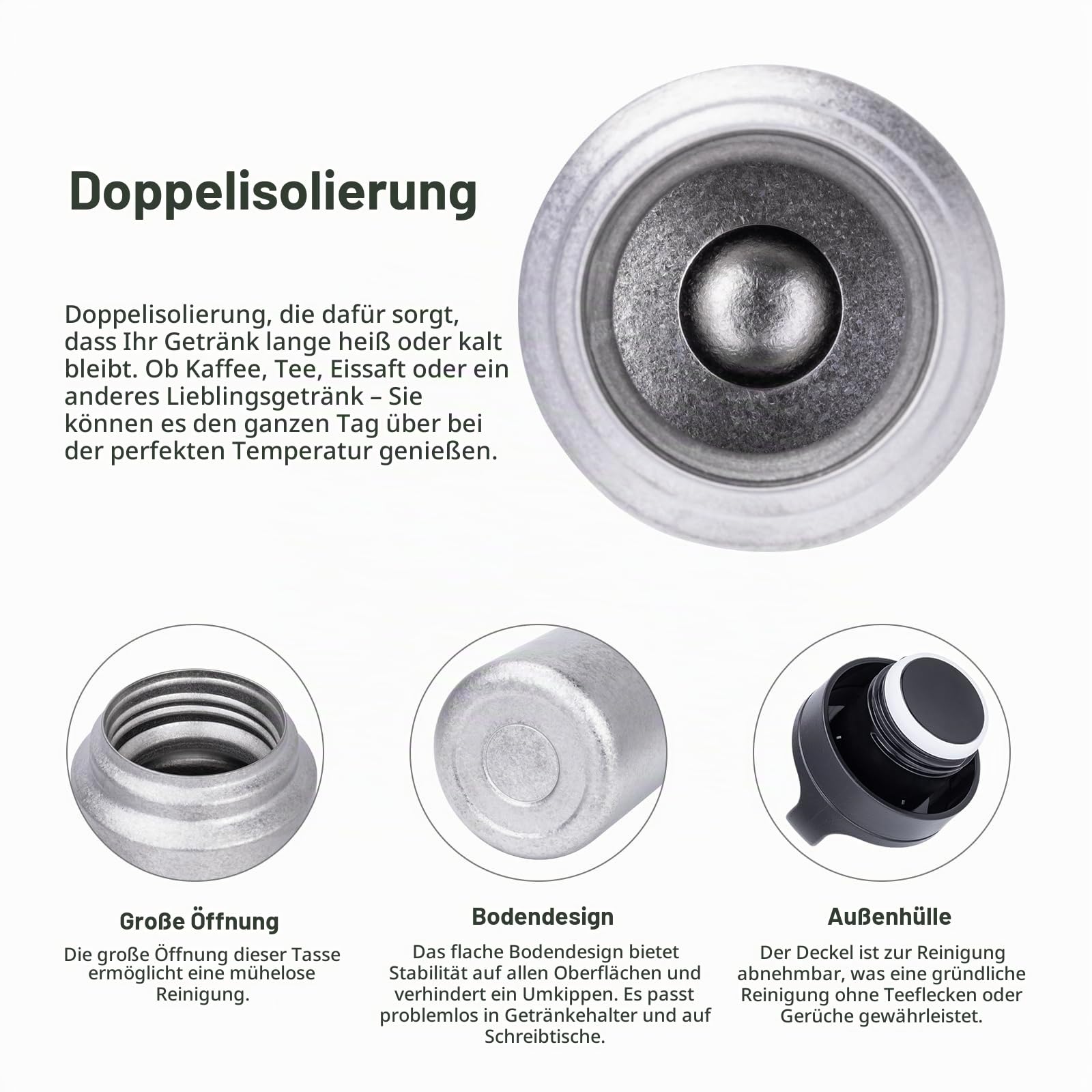 iBasingo 600ml Titan Vakuumflasche Doppelwandige Isolierte Flasche Tragbare Wiederverwendbare Reise Halten Heißes & Kaltes Wasser Kaffee Tee Becher Ti3010D