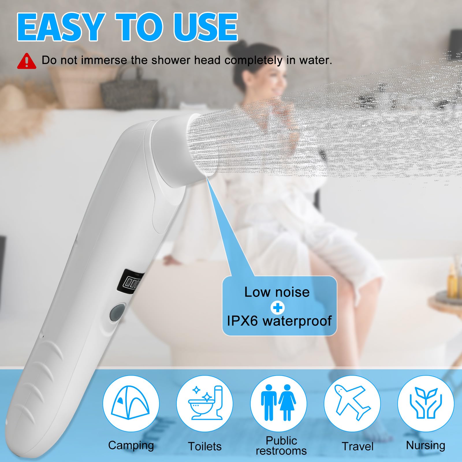 Bidet Portatile Post Parto, Bidet Portatile da Viaggio, Peri Bottle Post Parto con 2.5l Serbatoio, Ricaricabile Bidet Elettrico Portatile, Attività All'aperto Campeggio Bottiglia Spray a Mano