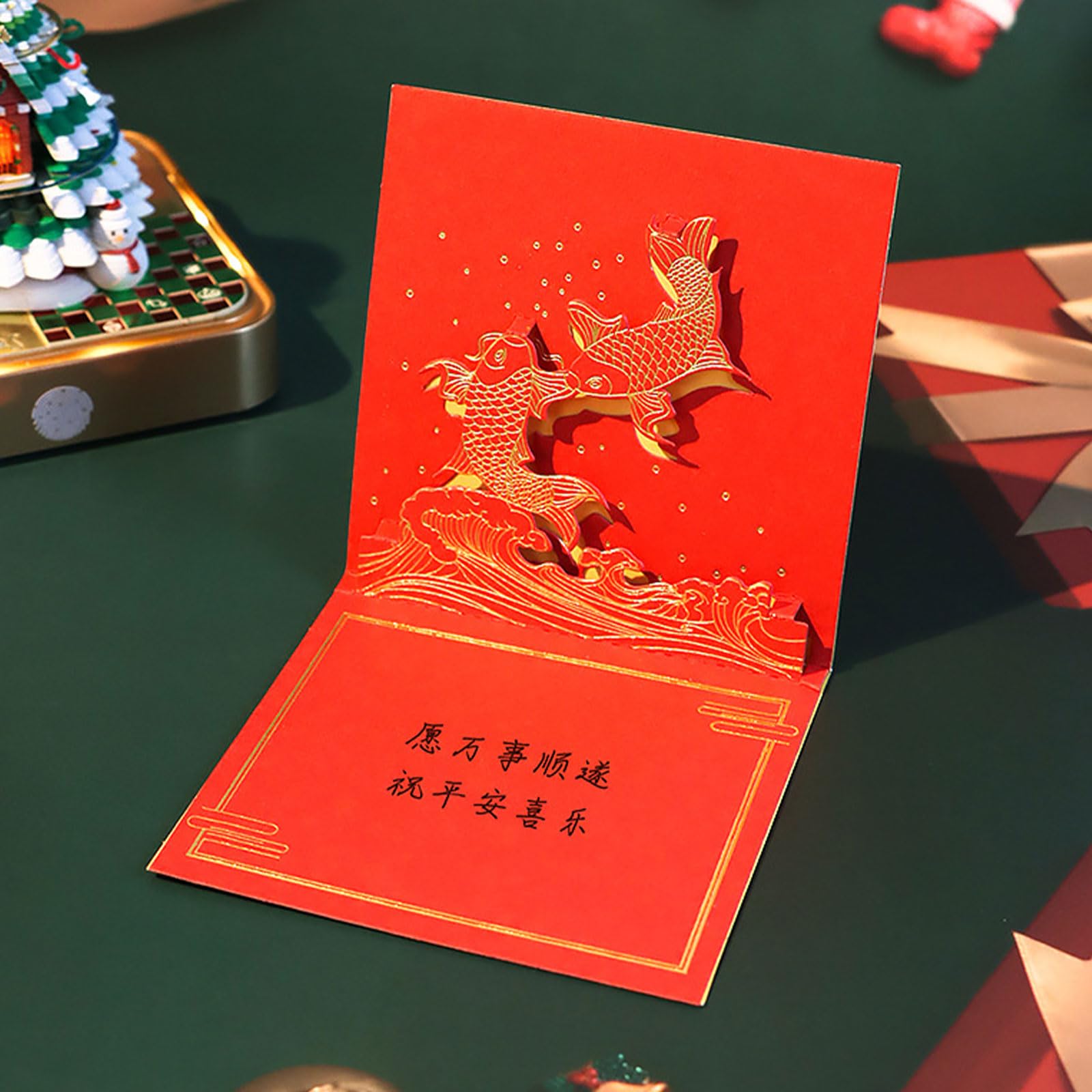 Tischkalender 2025 mit LED Licht, dekorativer und praktischer Notizblock, handgefertigte Papierskulptur, Notizblöcke, Zubehör, Weihnachtsbaum Tischkalender