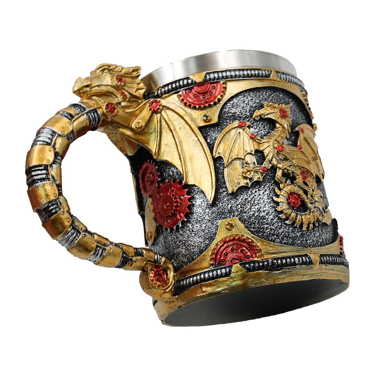Tazas de Cerveza Vintage Patrón de Dragón Copa de Vino Medieval para el Día del Padre de los Hombres