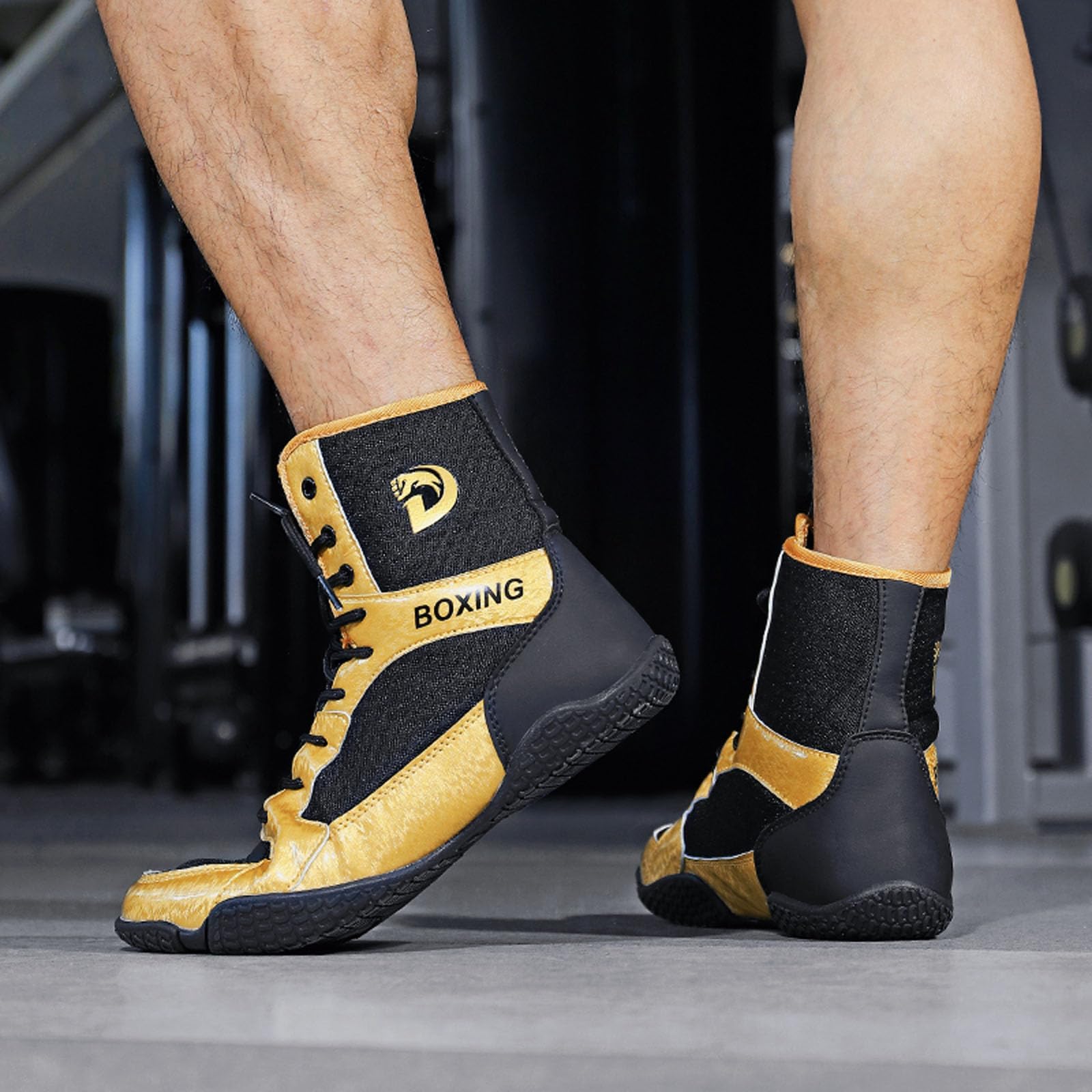 Zapatos De Boxeo para Entrenamiento Y Competición, Calzado Ligero para Lucha Libre para Hombres Y Mujeres, Transpirables, Botas De Combate De Caña Alta,Negro,45 EU