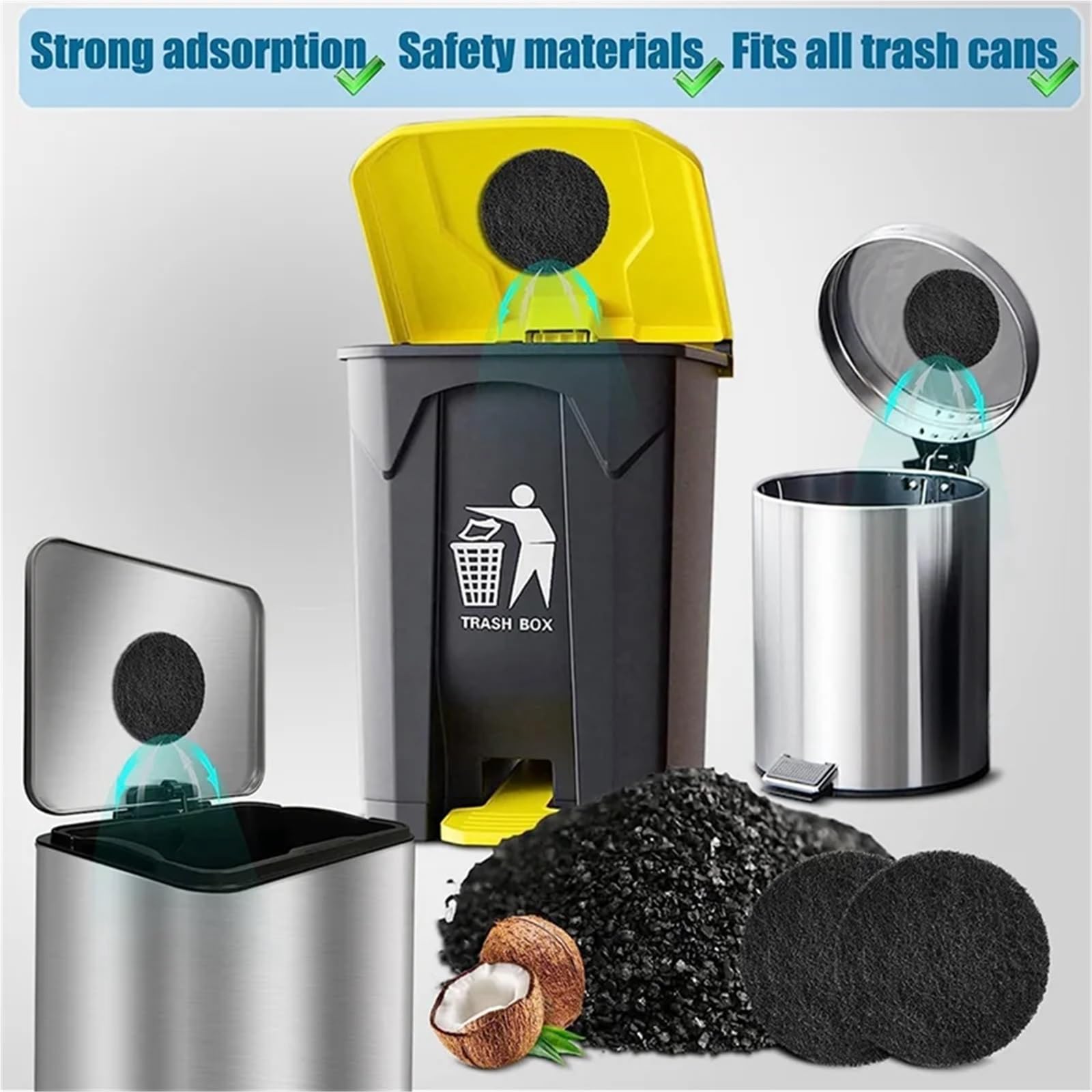 Küchen-Kompostbehälter-Filter, Aktivkohleersatz, Abfalleimer, absorbierende Filter, Aktivkohle, reinigender Deodorierer für Dosen, Komposteimer, rund (48 Stück)