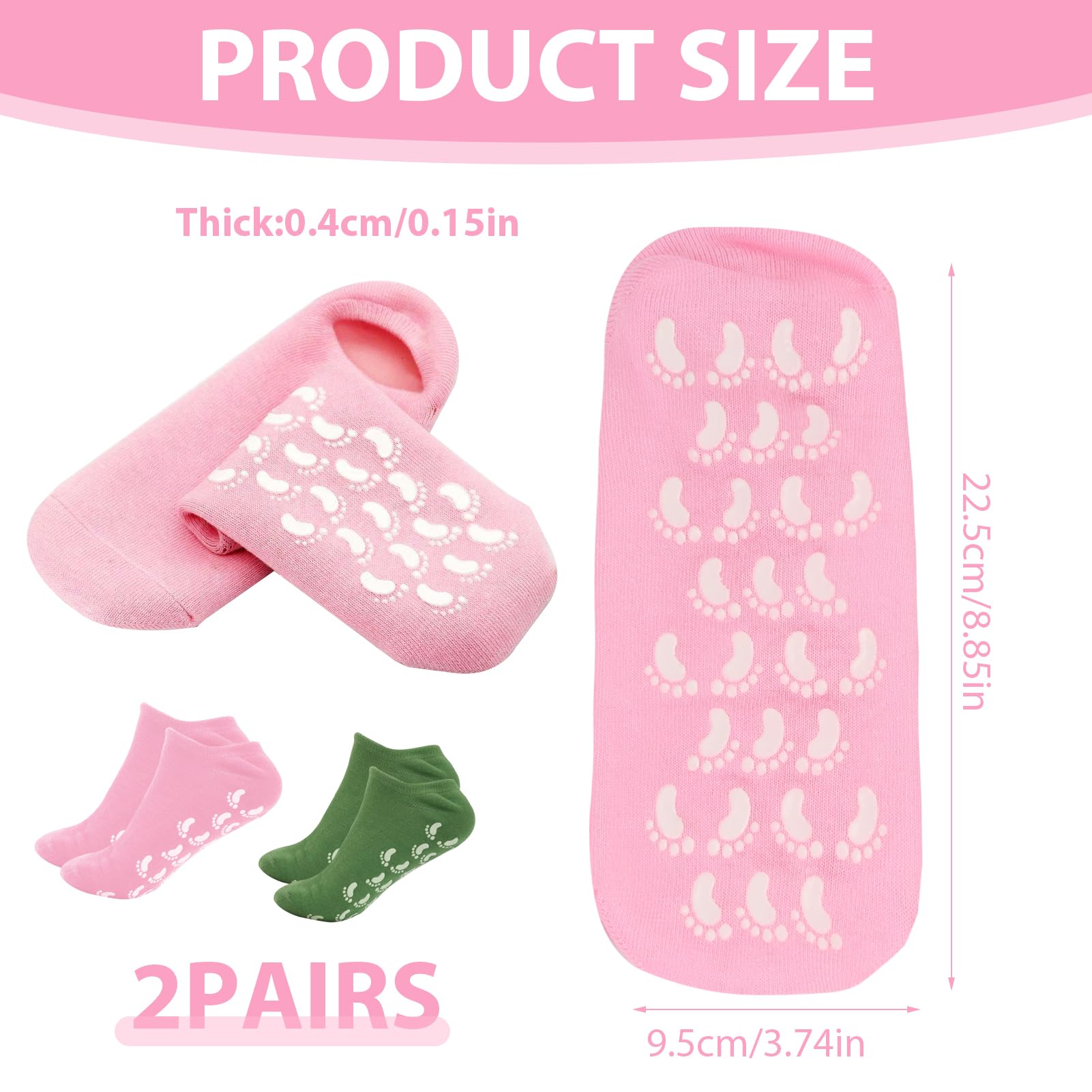 2 Paires de Chaussettes silicone Hydratantes,Chaussettes hydratantes réutilisables,Confort et Hydratation Profonde avec Design Antidérapant, Idéal pour Hommes et Femmes, Taille 34-37