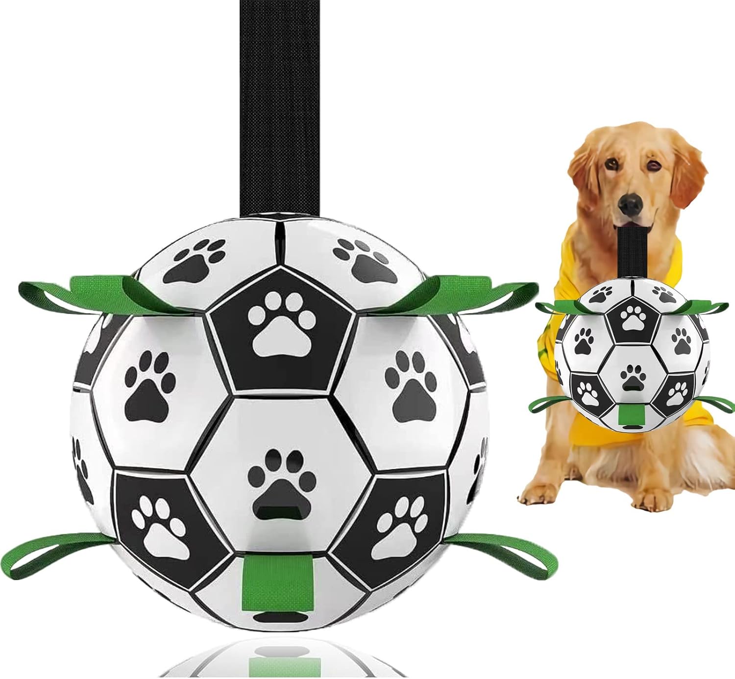 Ropes Soccer Balls Toy - Interactive Dog Toys for Tug of War, Puppy Birthday Gifts, Water Toy, Durable Balls World Cup for Large Dogs (9 Inch)
