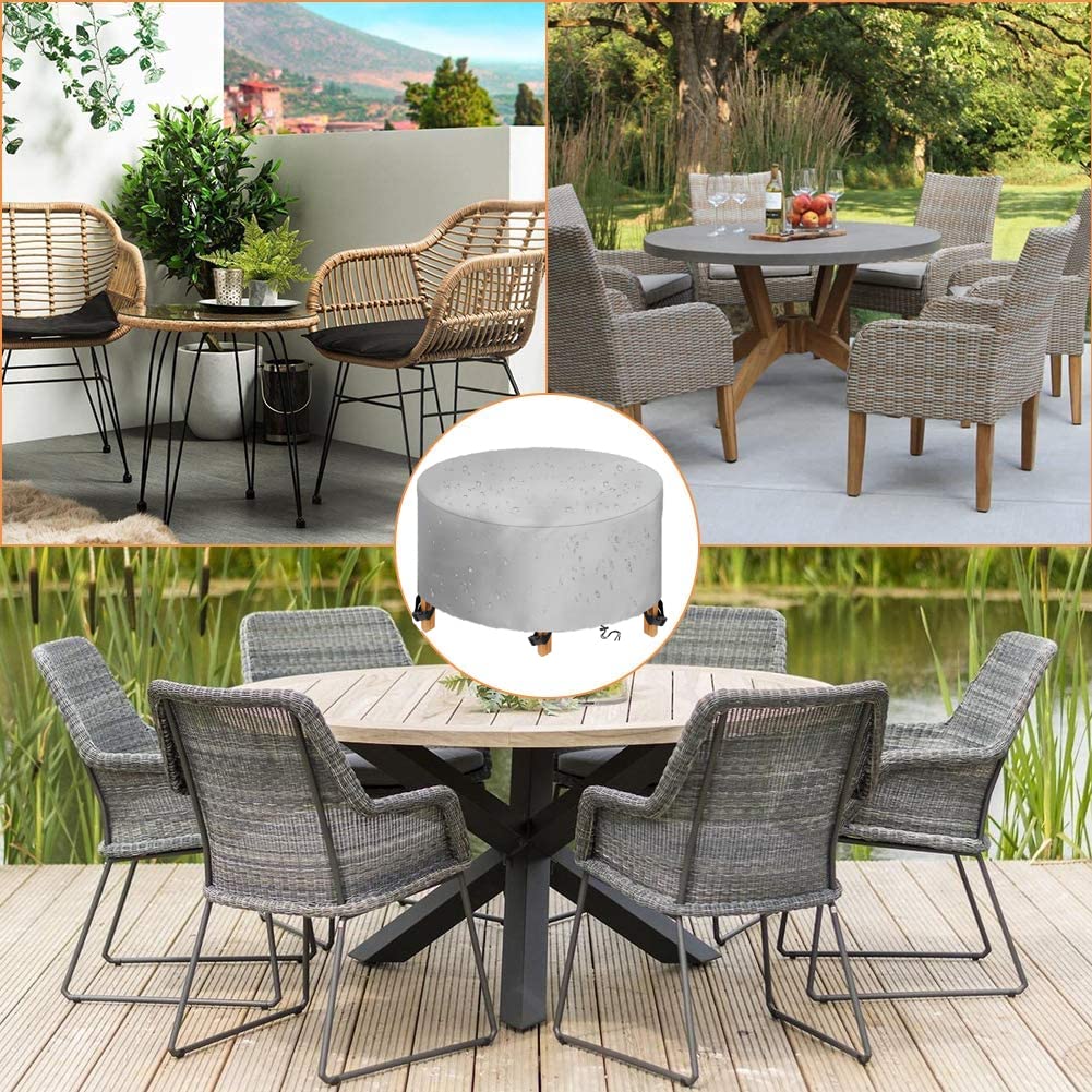 Abdeckung für Gartenmöbel Rund Multi Größe 600D Oxford Abdeckung Gartentisch Wasserdichtes Winddicht Abdeckhaube Gartenmöbel, Schutzhülle für Runder Gartenmöbel Gartentisch D x H Ø 300x85cm