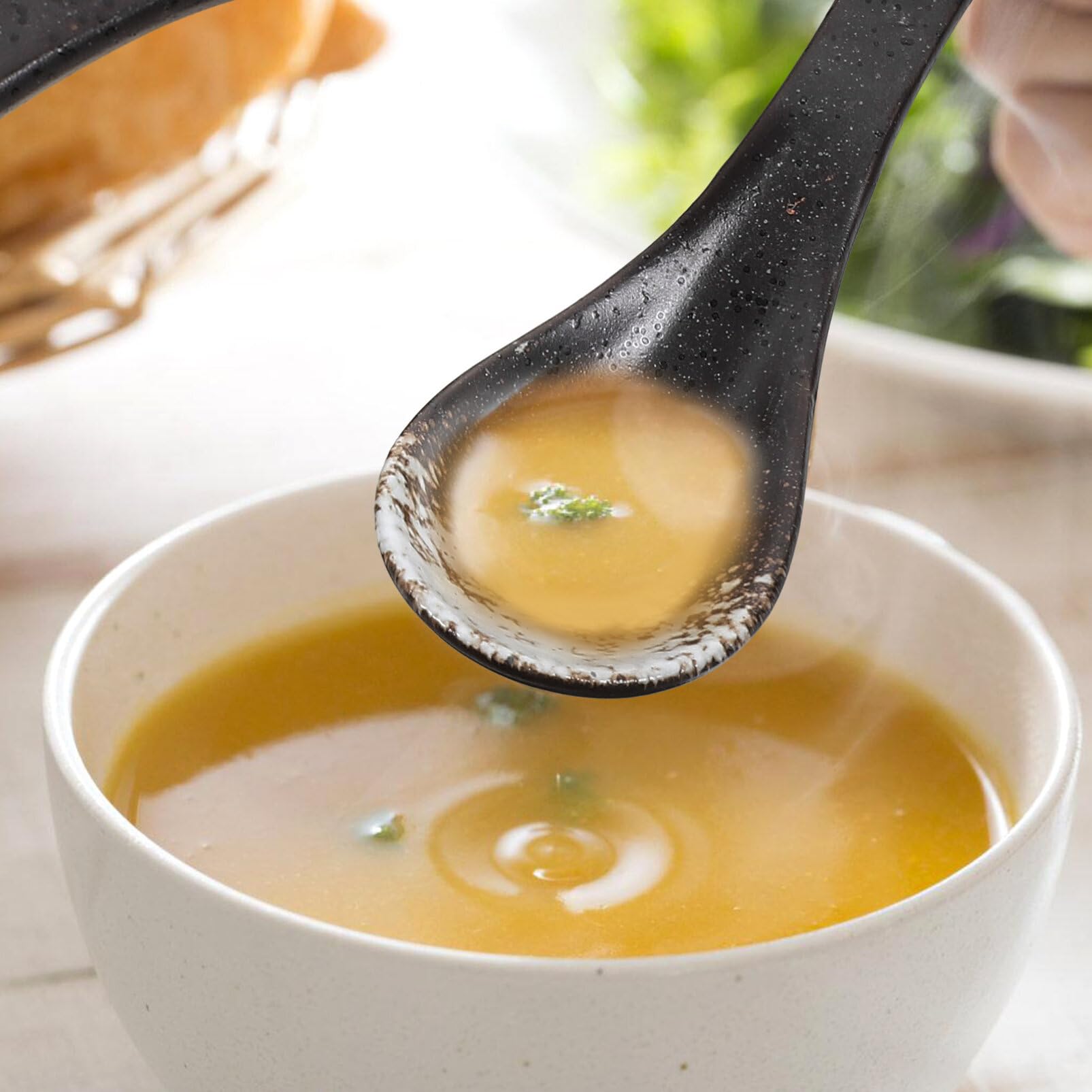 Japanische Ramen Suppenlöffel aus Keramik 5 Stück für Zuhause