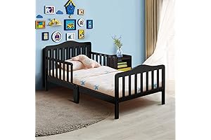 Toddler Bed with Safety Guardrails | Costzon Classic Wood Kids Bed Frame