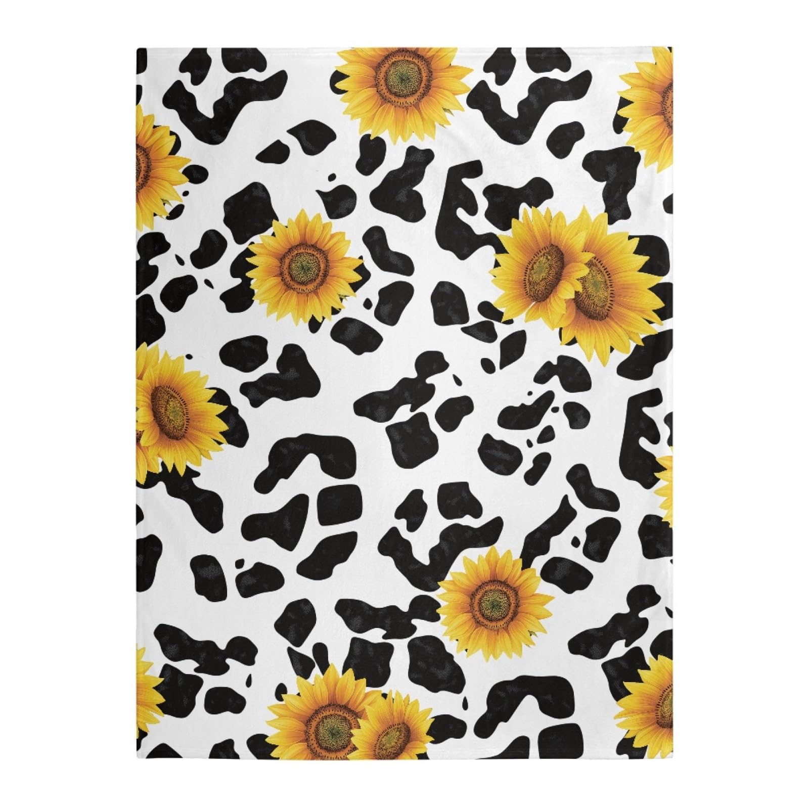 Couverture en polaire vache et tournesol Amzbeauty douce pour lit et canapé