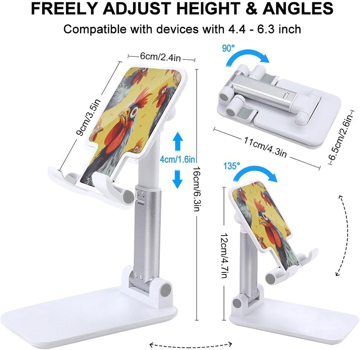 Art Chicken Painting Folding Cell Phone Stand for Desk image 2