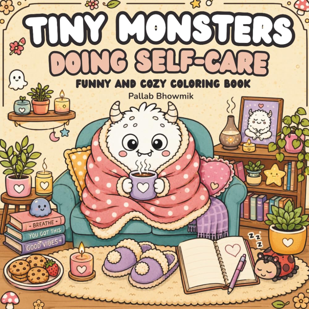 Tiny Monsters Doing Self-Care: Funny and Cozy Coloring Book for Adults and Teens (Tiny Monsters Coloring Books)