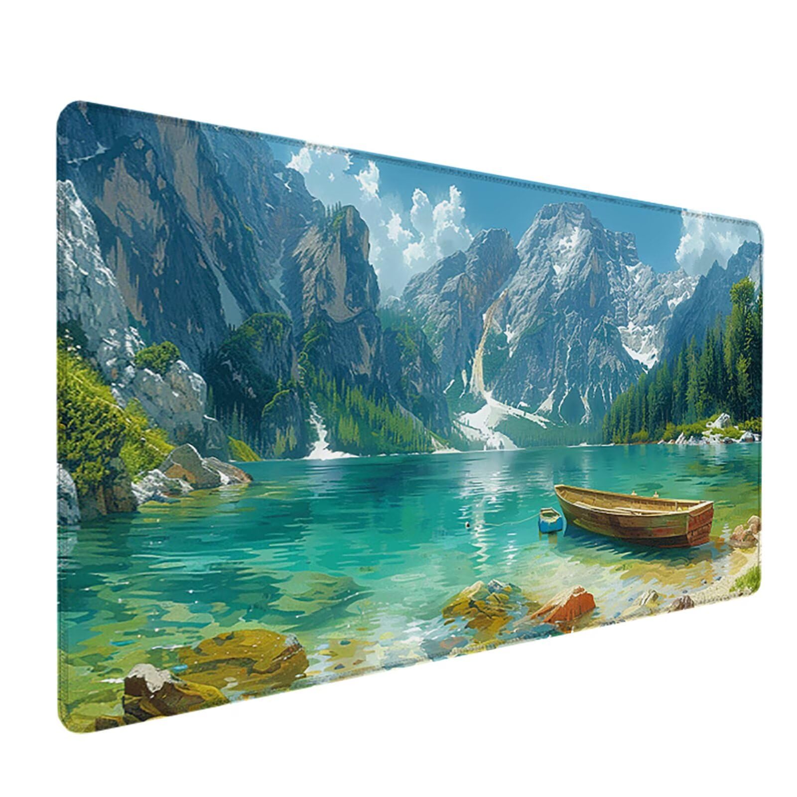 Paisaje Alfombrilla Ratón Gaming XXL 1500x800x3mm, Alfombrilla Gaming Verde Mousepad con Base de Goma Antideslizante Impermeable Desk Mat para Teclado y Raton Accesorios Gaming, Regalos de Hombre O-A