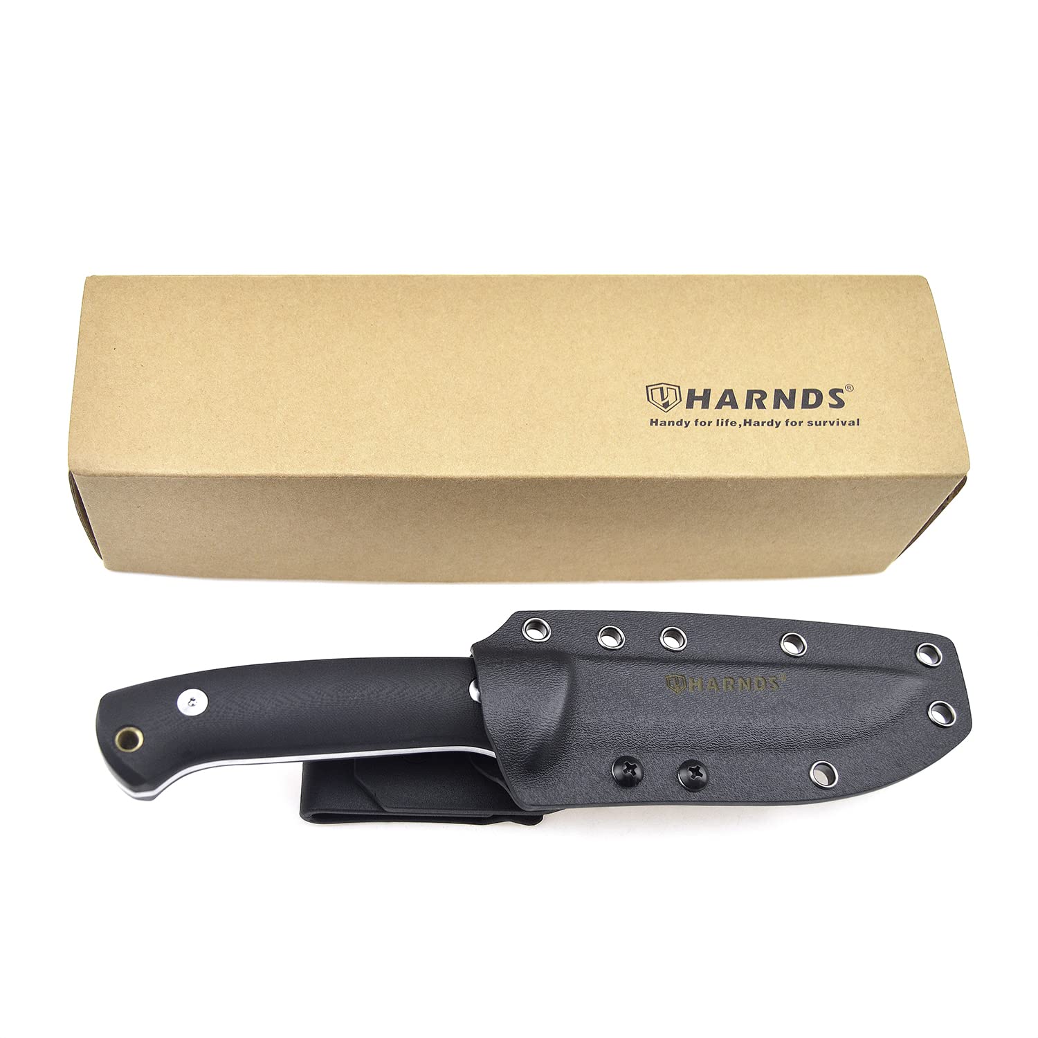 Harnds Forester Full Tang Cuchillo Fijo con Sandvik 14C28N Hoja Bushcraft al Aire Libre Caza Supervivencia (Mango G10 + Funda Kydex)