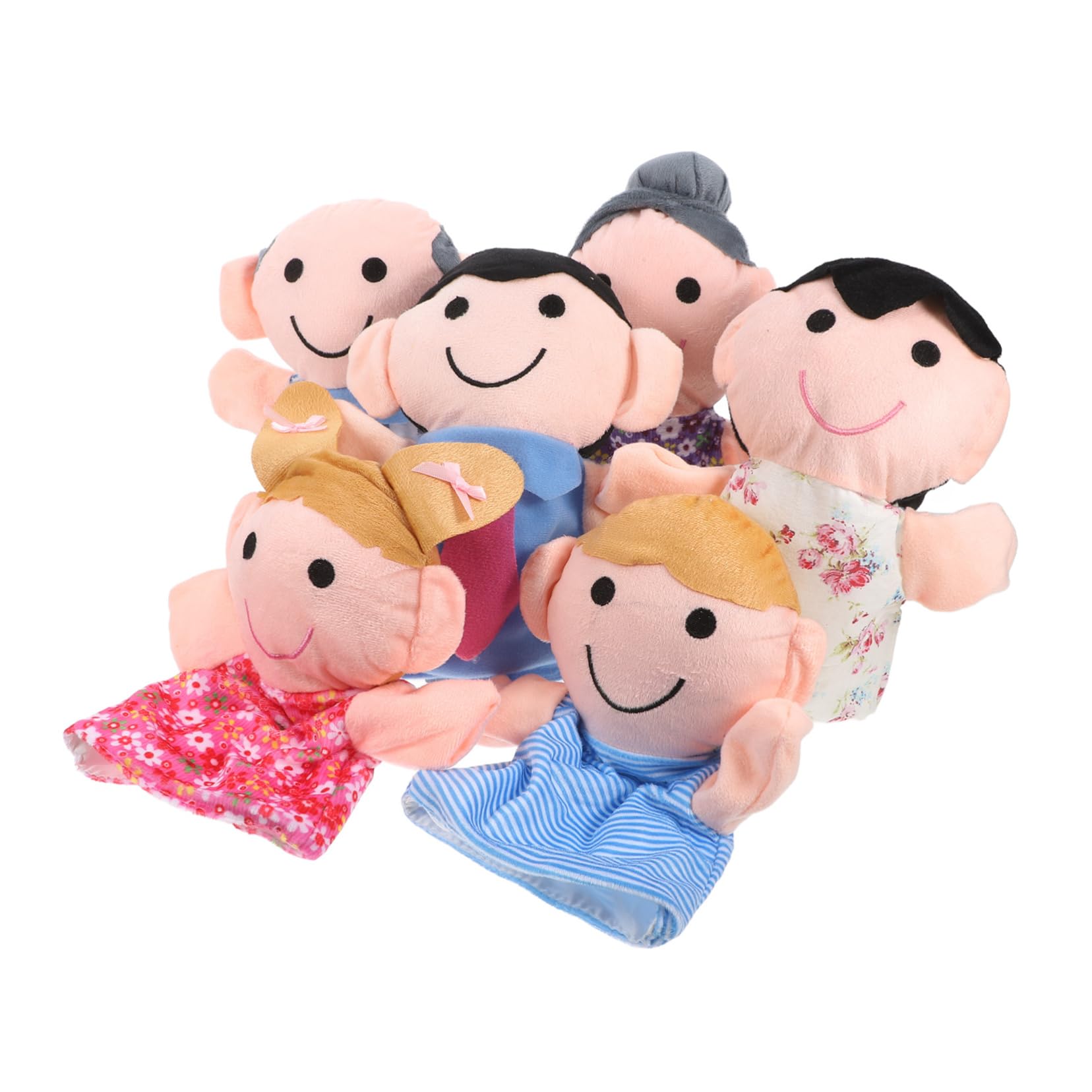 Garneck 6pcs Family Hand Puppets Toddlers Interactive Role Play Puppets for Boy Girl Includes Grandpa Grandma Dad Mom Daughter Educational Toys for Year