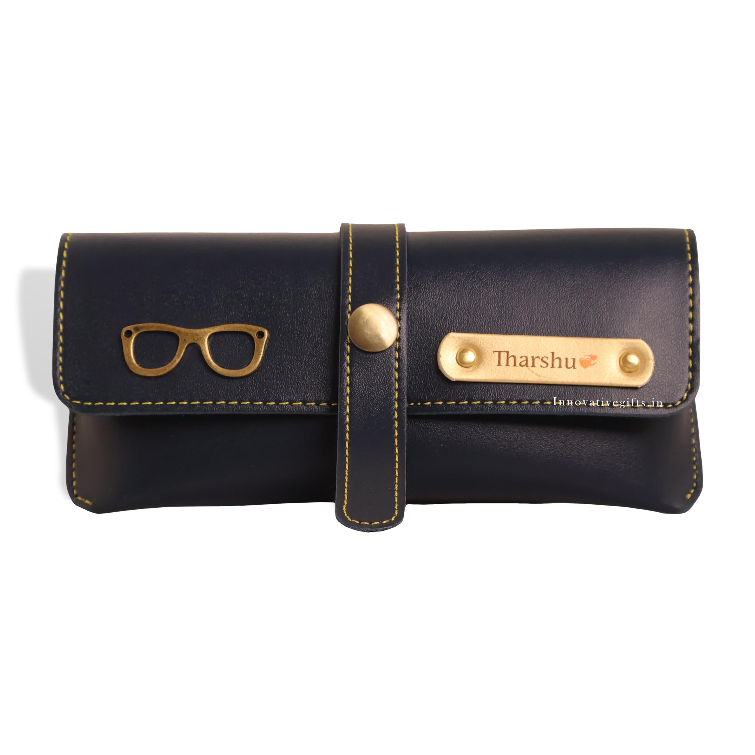 Innovative Gifts Unisex Personalized Sunglasses Cover I Customized Vegan Leather Eyewear Covers with Name & Charm I Specs Case Organizer Box Gift for Birthday Anniversary Wedding Men & Women