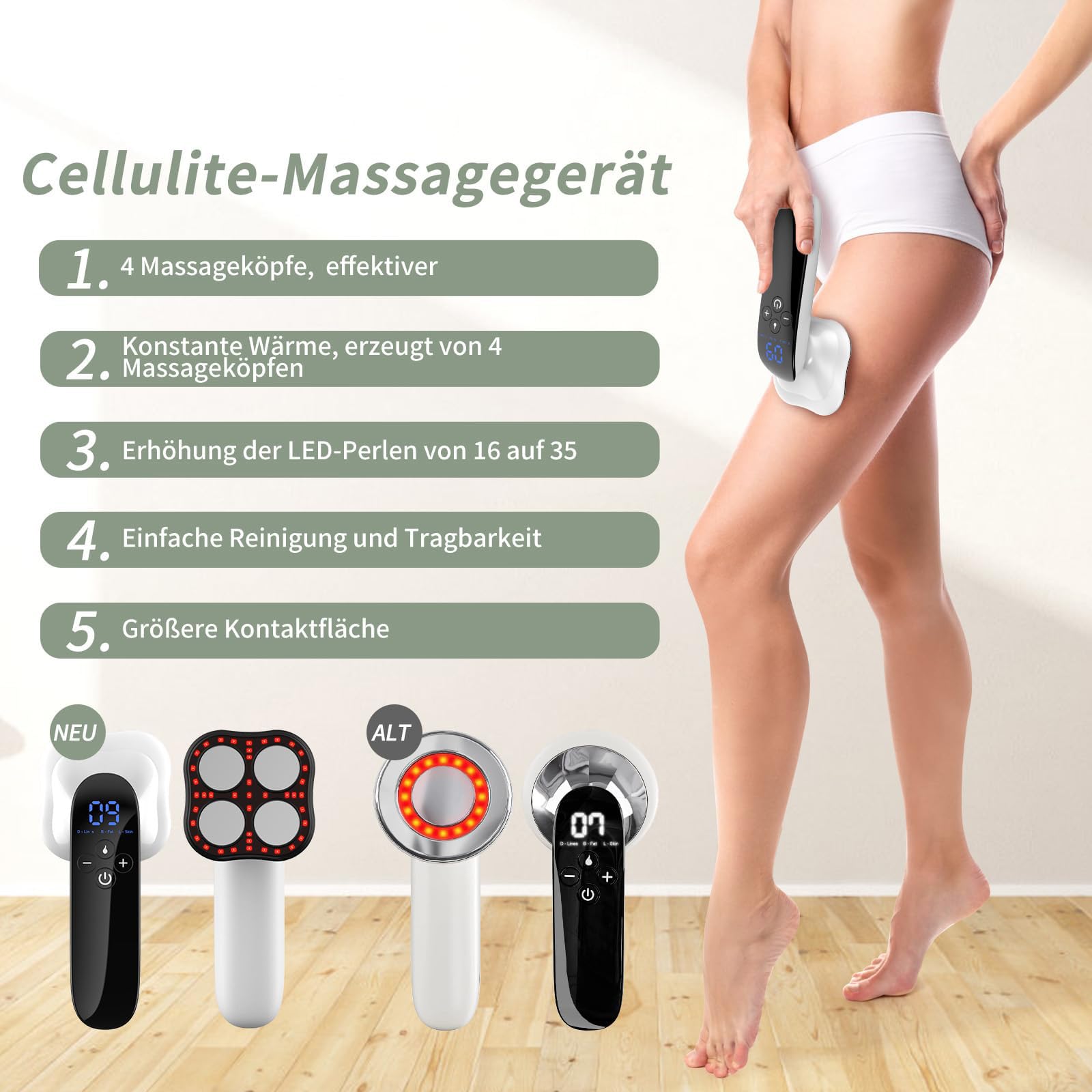 4 głowice masujące Cellulit Urządzenie do modelowania sylwetki Masażer do cellulitu Nadaje się do ramion, talii, nóg, pośladków