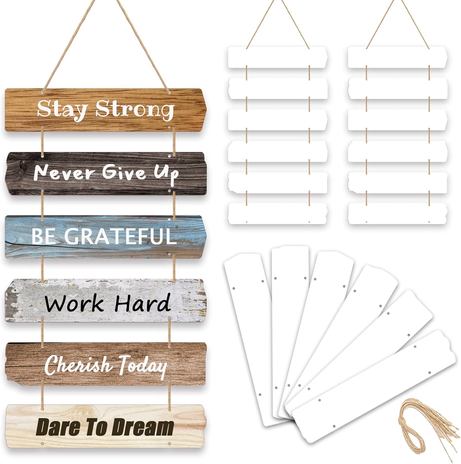 3 Set 18pcs Sublimation Home Wall Decorative Sign Plaques Door Room Sign Blanks Aluminum Double Side Metal Hanging Rustic Art Decor for Heat Press, Custom Inspirational Quotes Sign DIY Craft