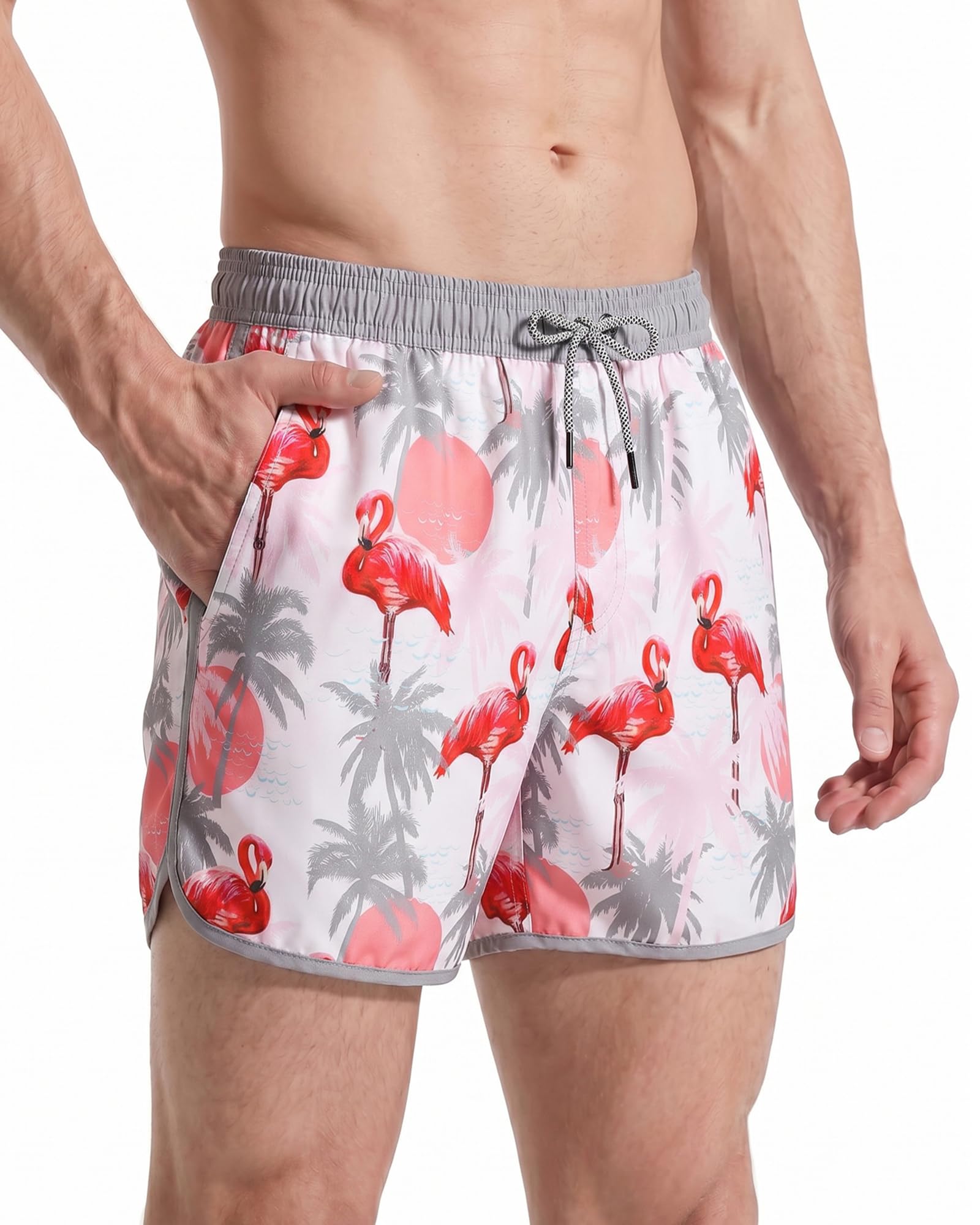 maamgic Herren Badeshorts Vintage Retro Boardshorts Schnelltrocknend Kurz Badehose Schwimmhose mit Mesh-Futter und Verstellbarem Tunnelzug