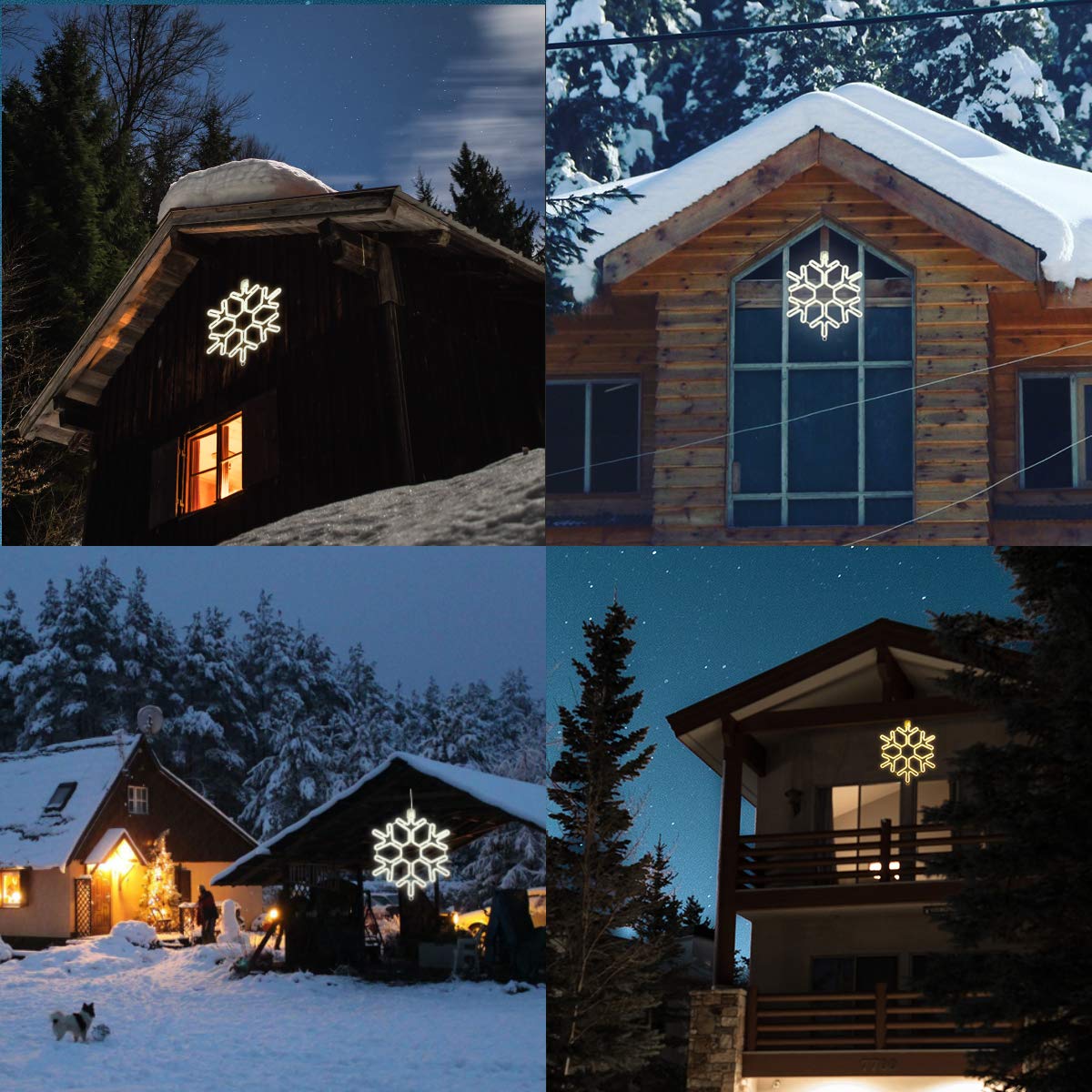 SALCAR Flocon de neige lumineux néon, 40 cm, panneau LED, guirlande lumineuse décorative pour Noël
