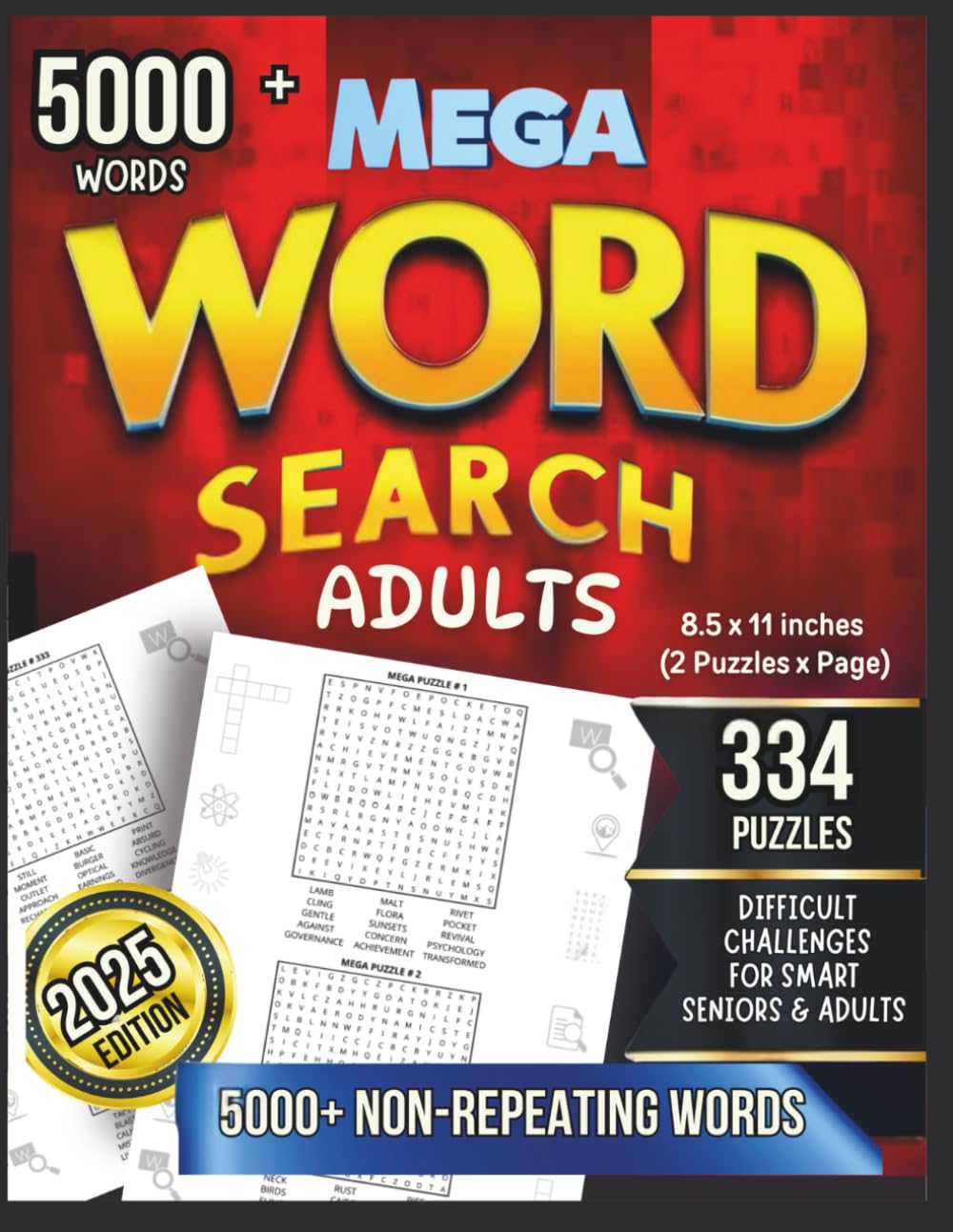 BIG 5000+ Unique Words MEGA Word Search for Senior & Adults: 334 PUZZLEES with a Variety of Themes for Men, Women and Seniors (WELLNESS & FUN)