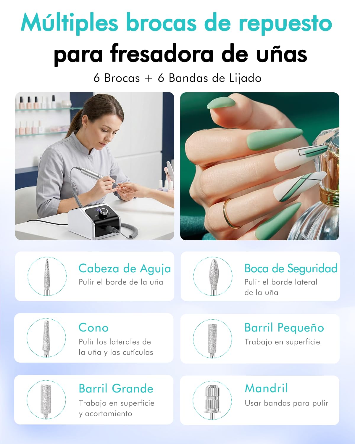 CozyZen Máquina de Taladro de Uñas Eléctrico Profesional, 35000 RPM con Pantalla LCD, Control Manual/De Pedal y Funcionamiento Silencioso, para Uñas Acrílicas/Gel - Uso en Hogar y Salón（Blanco）