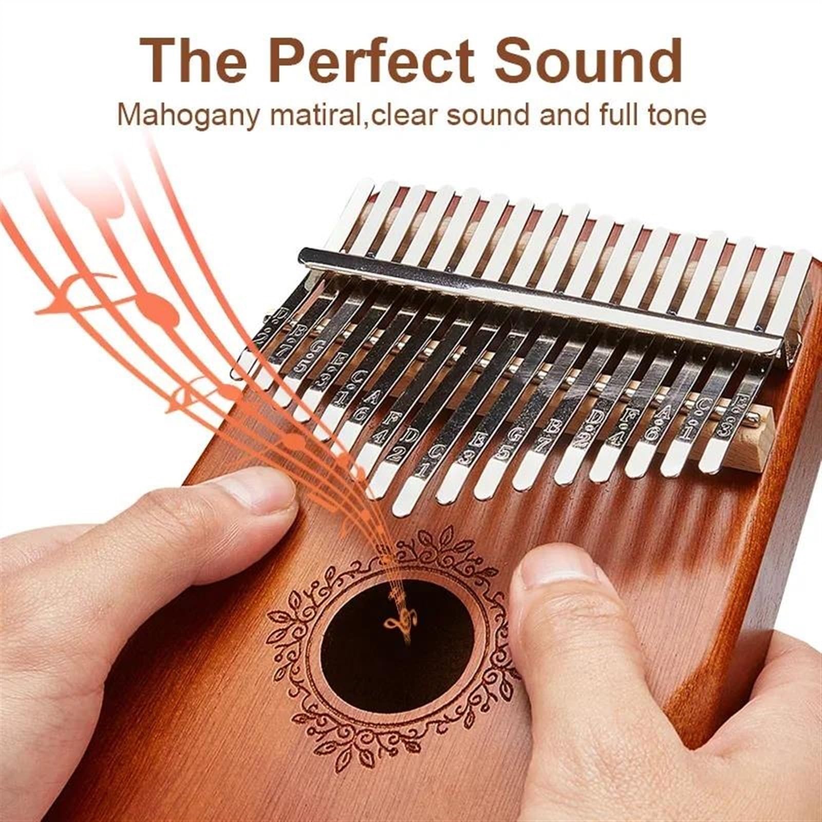 Początkujących Kalimba Mahoniowy Instrument Muzyczny Kalimba Kalimba 17 Klawiszy Fortepian Kciukowy Dobry Dźwięk Z Instrumentami Do Nauki(Retro)