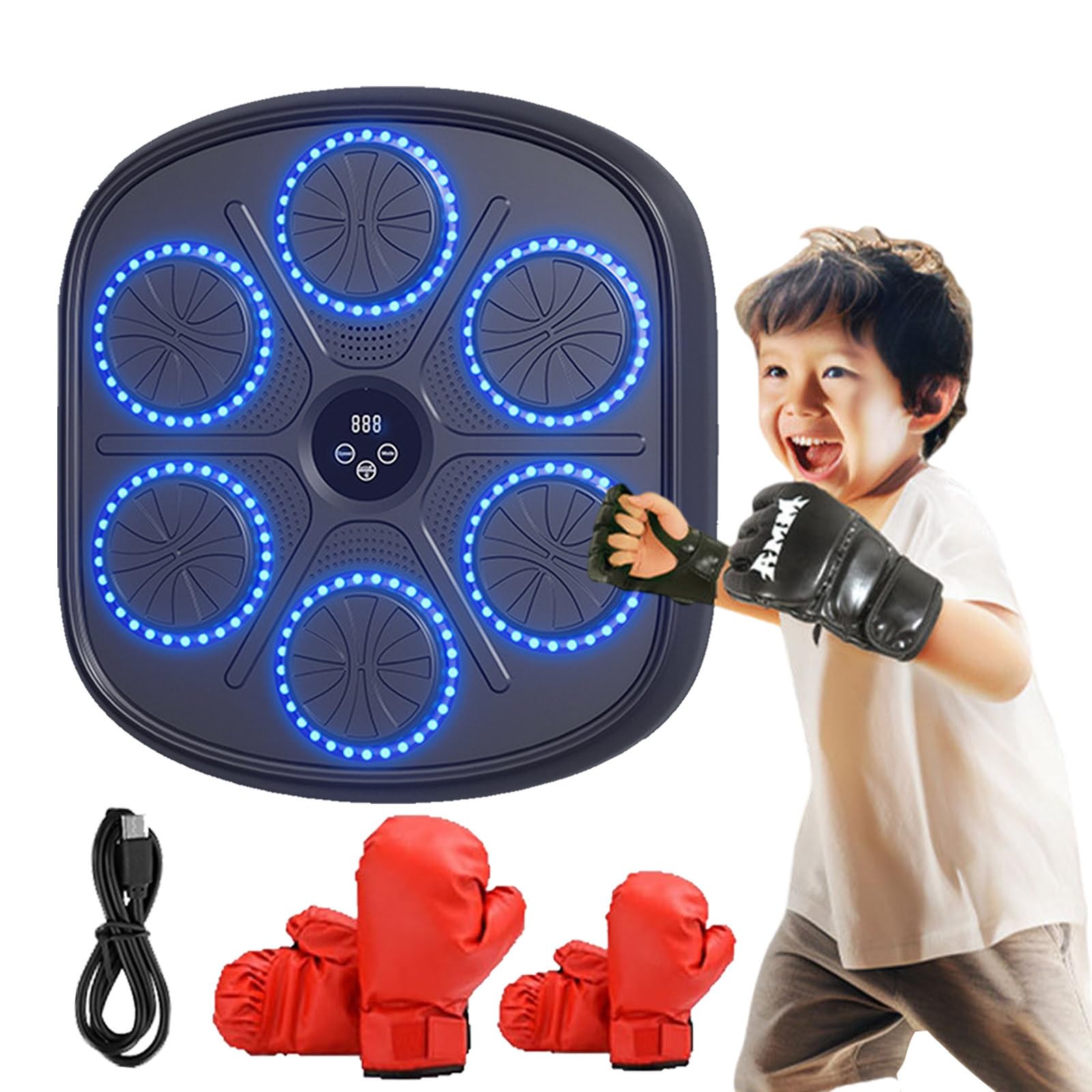 Muzyczna Maszyna Bokserska Dla Dorosłych I Dzieci, Montowany Na Ścianie Cel Bokserski, Oświetlenie RGB, Ładowanie USB, Odtwarzacz Muzyczny Bluetooth, Do Wnętrz, Siłowni,parent-child