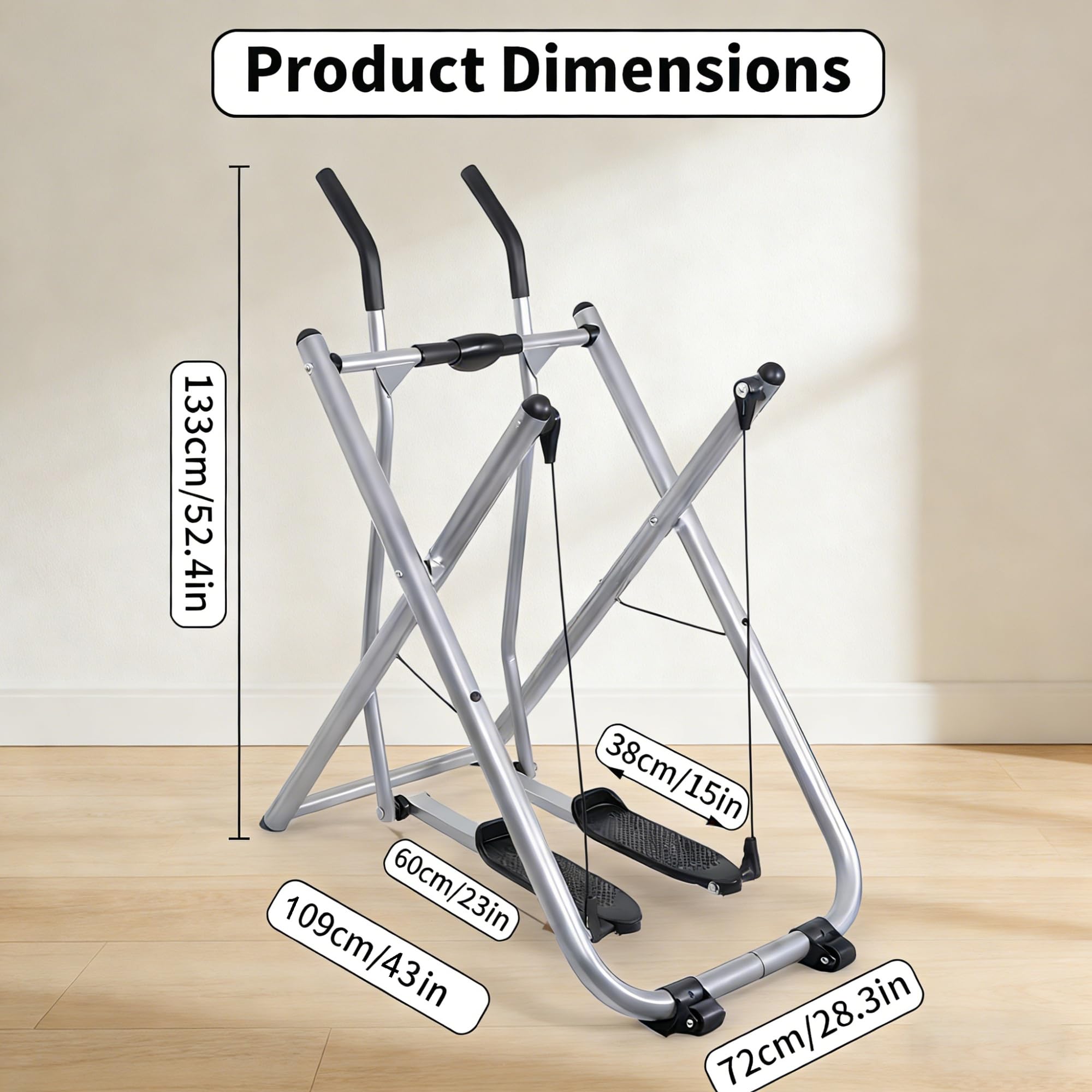 Klappbarer Heimtrainer mit tragbarem Ellipsentrainer für Ganzkörper-Fitness, Low-Impact Home Gym Workout Equipment mit LCD-Monitor