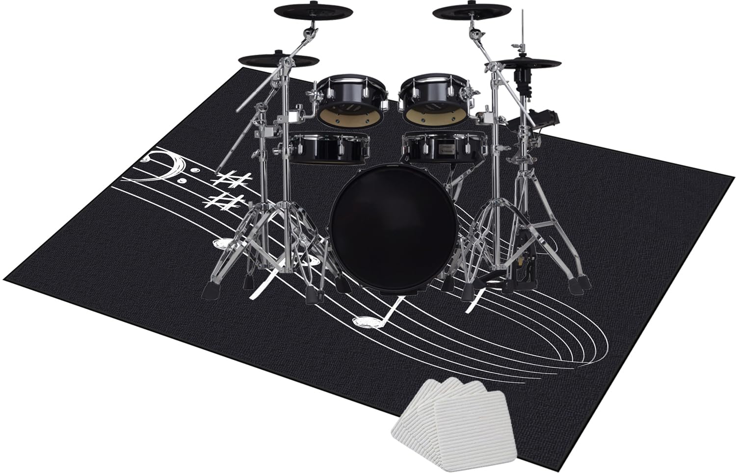 Mata bębnowa Drum Dźwiękoszczelny dywan, profesjonalny dywanik do perkusji i instrumentów perkusyjnych, 140 x 120 cm mata na baterie, mata bębnowa