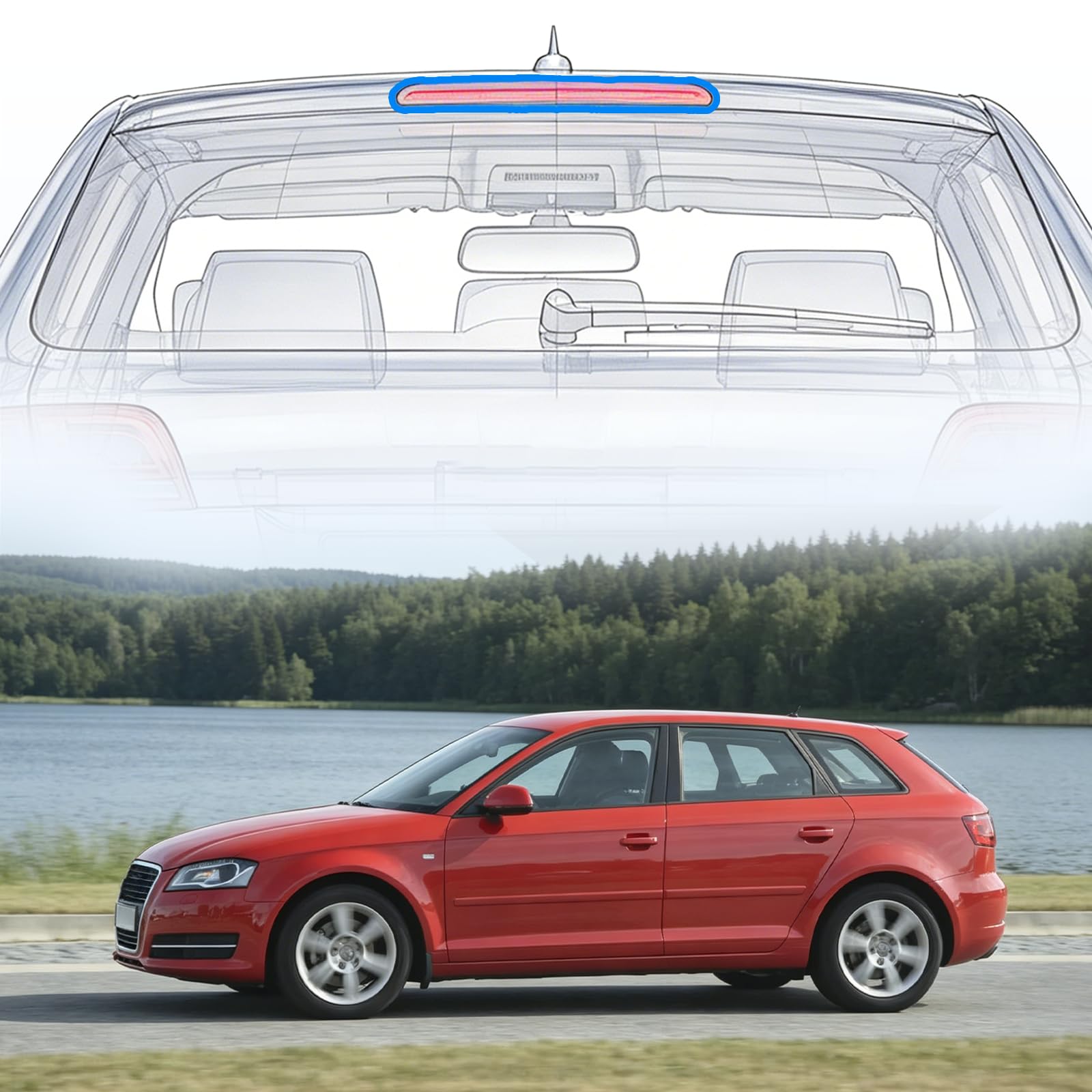 Terza luce stop 8p4945097c Luce freno ausiliaria per auto ad alta luminosità luce freno posteriore per A3 8p Sportback S3 RS3 2004-2012