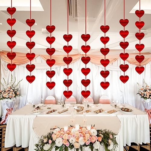 Miniatura 4 de Guirnalda de corazón para decoración del día de San Valentín 12 paquetes de corazones colgantes con purpurina roja no hacer tú mismo decoración de