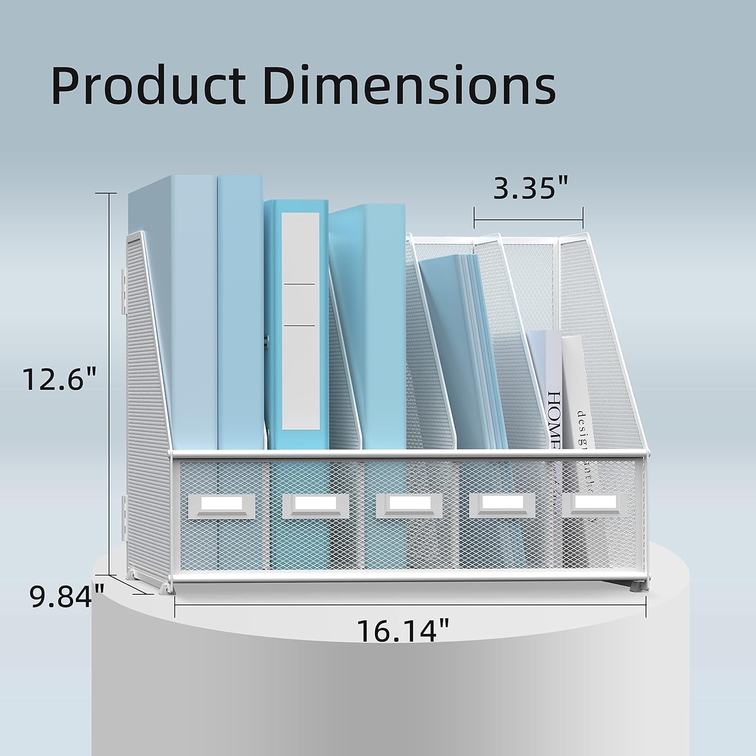 SUPTIDY Metal Magazine File Holder for Desk with 5 Vertical Compartments - Image 3